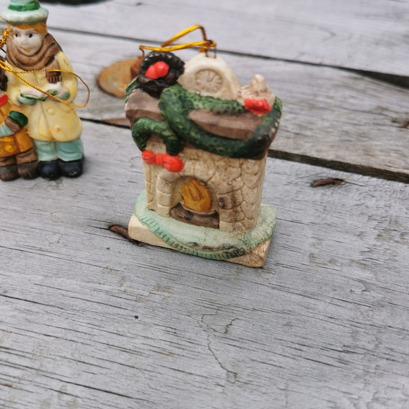 Vintage Bisque Porcelain Hand-painted Christmas Ornaments ~ Set of 6 - Picture 7 of 16